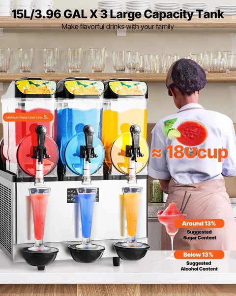 Commercial Slushy Machine 15Lx3 Tank Margarita Smoothie Frozen Drink Maker Carousel 2
