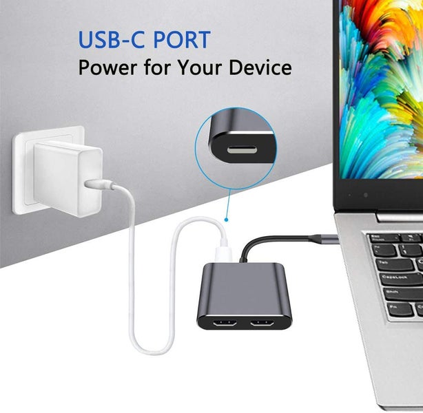USB-C Dual HDMI Splitter - Sync 2 Display Screens From Computer - 4 In 1 Adaptor Carousel 4