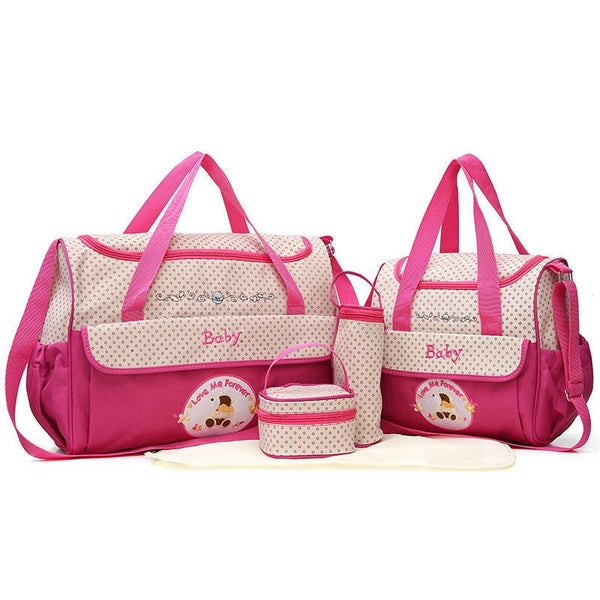 Elosung 5 Piece Mommy Bag Set Large Capacity Diaper Bags For Little One Travel P Carousel 1