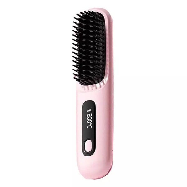 Cordless Rechargeable Portable Hair Straightener Brush Hair Iron AntiScald Quick Carousel 12
