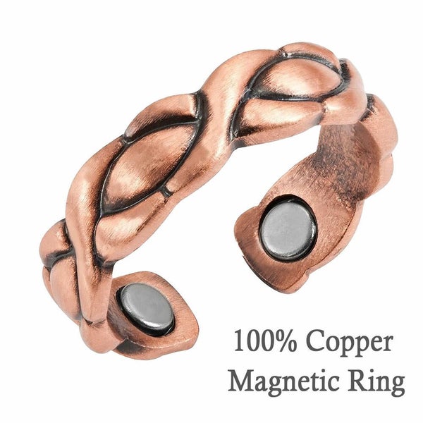 2 Copper Rings Women Healing Magnetic Rings Arthritis Painful Joints One Size... Carousel 2