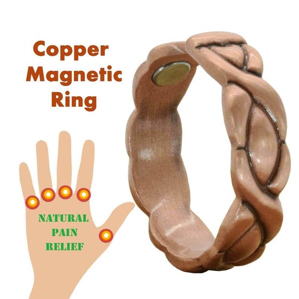 2 Copper Rings Women Healing Magnetic Rings Arthritis Painful Joints One Size... Carousel 3
