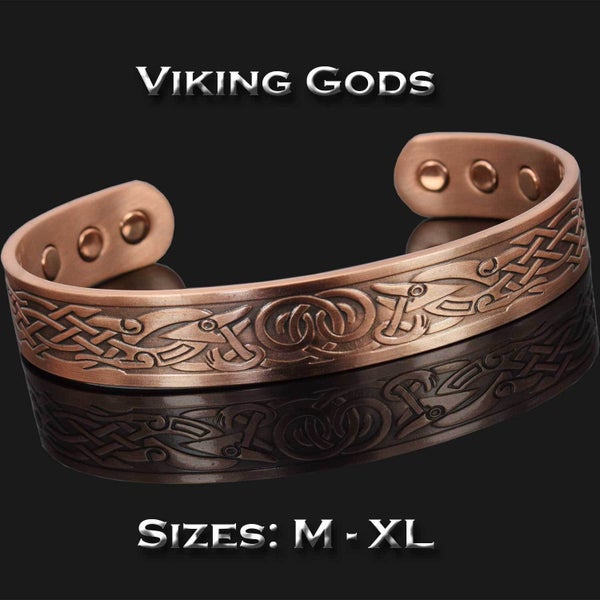 Viking Copper Bracelet M-XL Magnetic Therapy Pain Relief Wristband Arthritis -VG Carousel 1