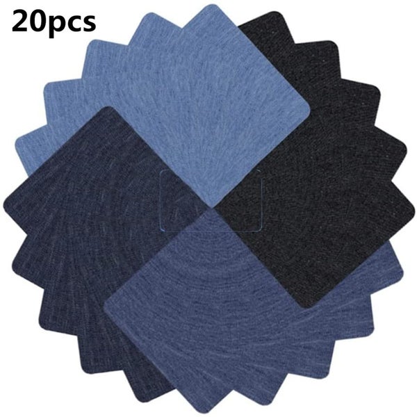 20pcs 4 Colors DIY Iron on Denim Fabric Patches for Clothing Jeans Repair Kit Carousel 1