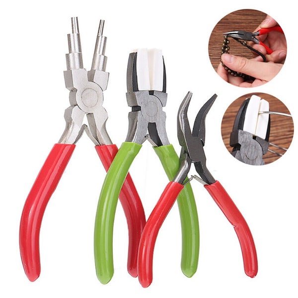 3PCS Round Nose Pliers Beading Jewellery Making Tools Wire Cutters Combo Kit Carousel 1