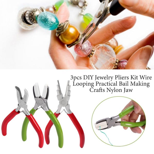 3PCS Round Nose Pliers Beading Jewellery Making Tools Wire Cutters Combo Kit Carousel 2