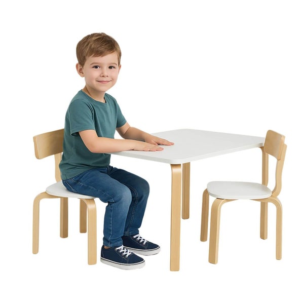 Kids Table & Chairs Set - White Carousel 1