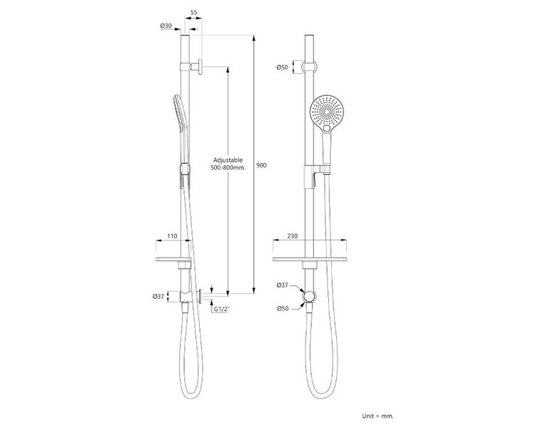 ELEMENTI SPLASH LUX SLIDE SHOWER PACKAGE - BRUSHED BRASS Carousel 7