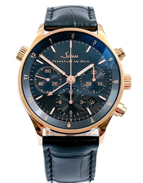SINN 6000 FRANKFURT FINANCE 18ct Rose Gold GMT Auto Chronograph Mens Wristwatch Carousel 2
