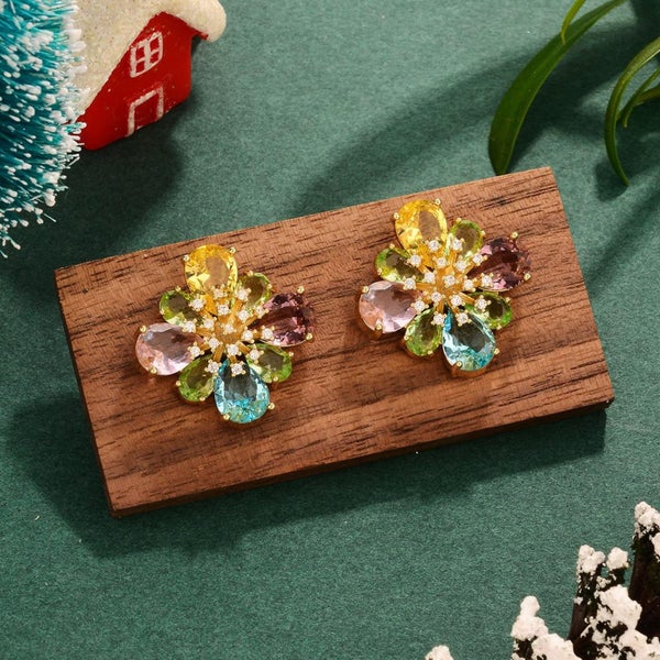 Colorful Diamond Polaris Star Earring/Handmade Holiday Jewelry/Gift for her Carousel 2