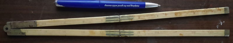 RULER FINE BONE FOLDING TWO FOOT RULER ( 610 mm by 8 mm ) 1850-65 Carousel 2