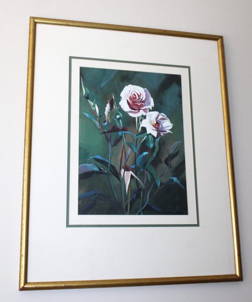 +++ IMPRESSIVE ORIGINAL "JOHN HILLIER? - ROSE " PAINTING +++ Carousel 1