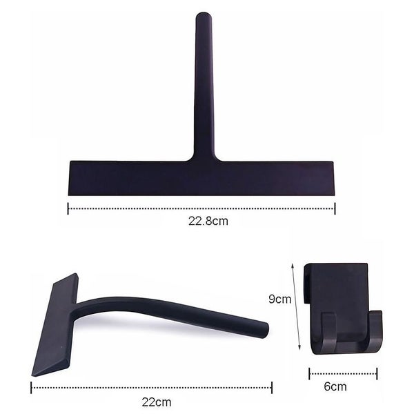 Shower Squeegee with Hook Streak-Free Cleaning for Door Window-Black Carousel 2