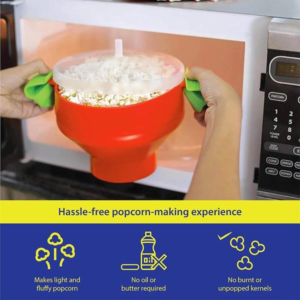2 Pcs Silicone Popcorn Makers Collapsible with Lid for Microwave Carousel 6
