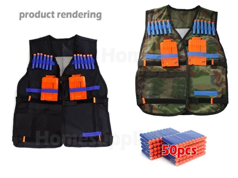 1 X Adjustable Tactical Vest Jacket for Nerf N-Strike Game + 50 Bullets Carousel 1