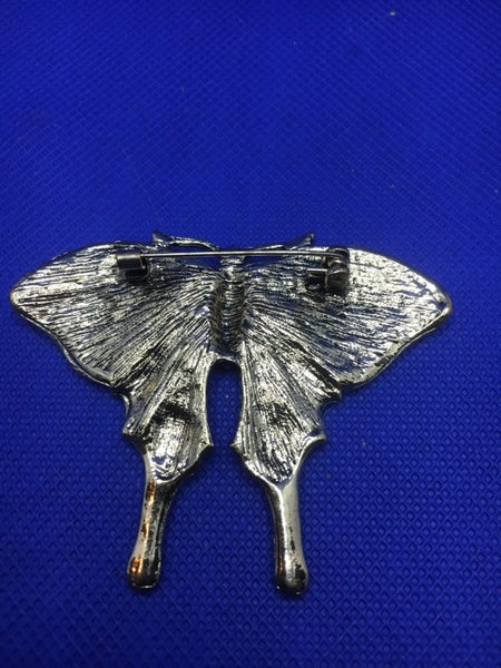 Large Vintage Butterfly Cloured Rhinestone Brooch Carousel 2