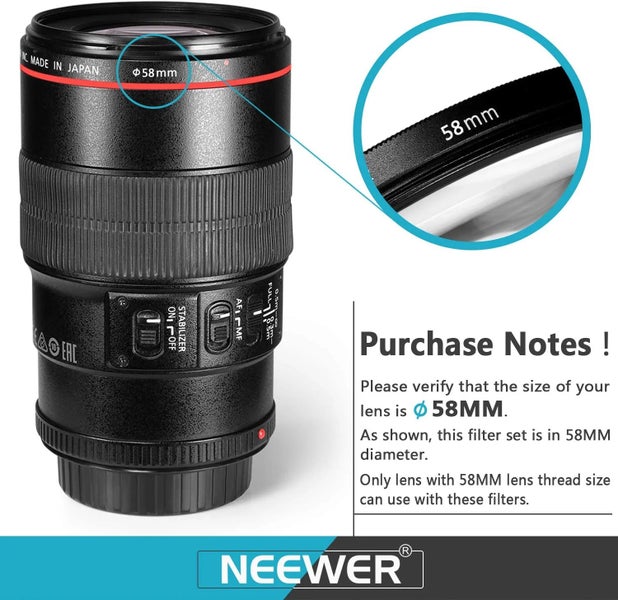 NEEWER 58MM COMPLETE LENS FILTER ACCESSORY KIT Carousel 2