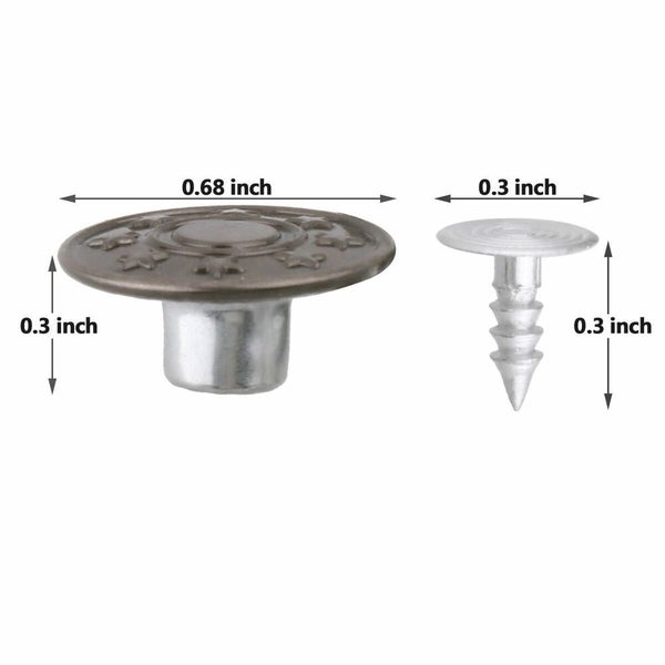 40 Set Metal Denim Jeans Tack Snap Buttons Rivets for Repair Replacement+Box Kit Carousel 15