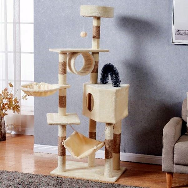 150CM Cat Tree House Scratching Post Condo - Beige Carousel 1