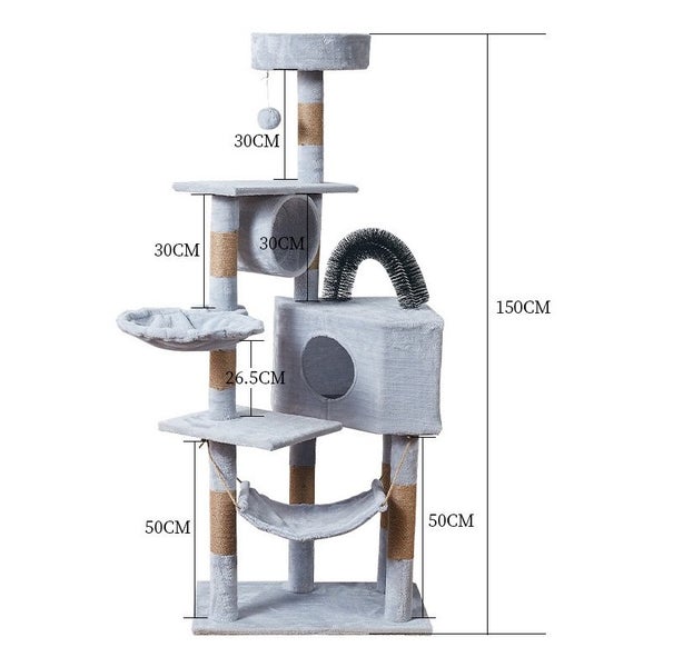 150CM Cat Tree House Scratching Post Condo - Beige Carousel 2