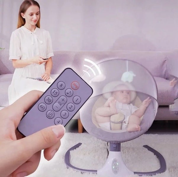 Smart Remote Control Electric Music Newborn Calm Swing Infant Bouncer Cradle ... Carousel 2