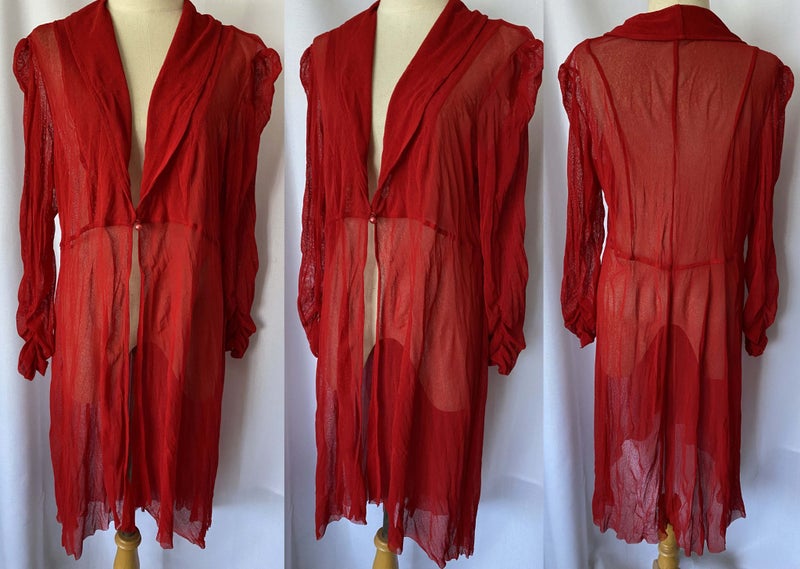 STRETCH KNIT LIGHTWEIGHT MESH CRINKLE LONG LINE CARDI DUSTER JACKET Carousel 1