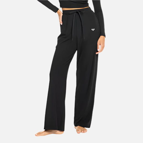 Roxy Rise & Vibe Rib Wide Leg Pants - Anthracite Black Carousel 1