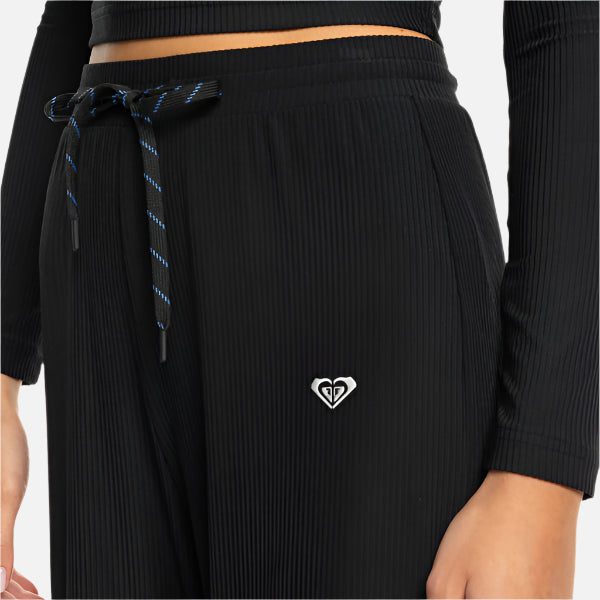 Roxy Rise & Vibe Rib Wide Leg Pants - Anthracite Black Carousel 2