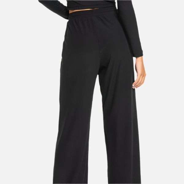 Roxy Rise & Vibe Rib Wide Leg Pants - Anthracite Black Carousel 3