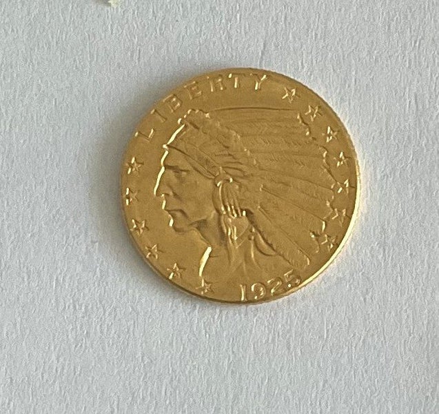 1925 UNITED STATES OF AMERICA $2.5 INDIAN HEAD QUARTER EAGLE GOLD COIN Carousel 1