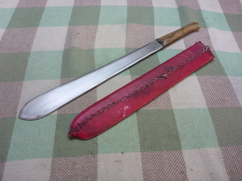 Old African Zulu Assegai Massai Seme Tribal Sword Dagger Knife + Scabbard Sheath Carousel 1
