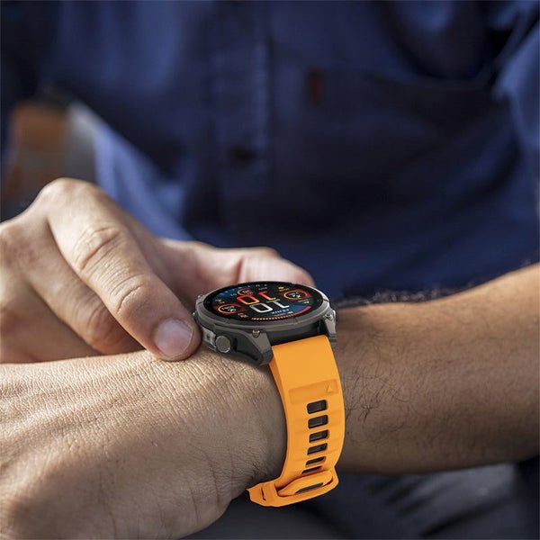 26mm Silicone Replacement Strap for Garmin Descent Mk1/Mk2/Mk2i Orange&Black Carousel 5