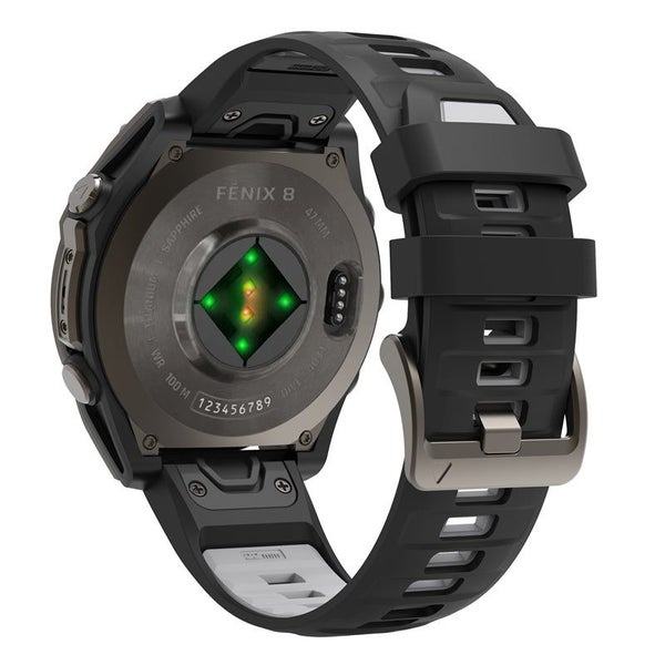 26mm Silicone Replacement Strap for Garmin Descent Mk1/Mk2/Mk2i Black&Grey Carousel 2