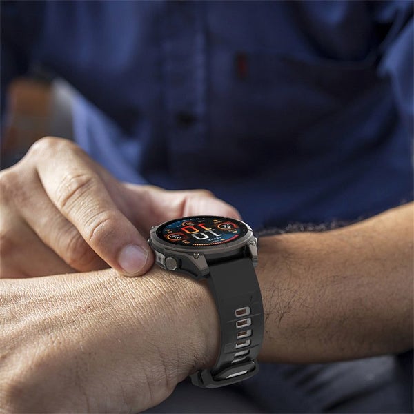 26mm Silicone Replacement Strap for Garmin Descent Mk1/Mk2/Mk2i Black&Grey Carousel 5