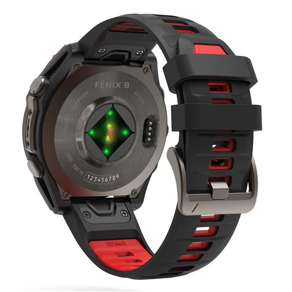 26mm Silicone Replacement Strap for Garmin Descent Mk1/Mk2/Mk2i Black&Red Carousel 2