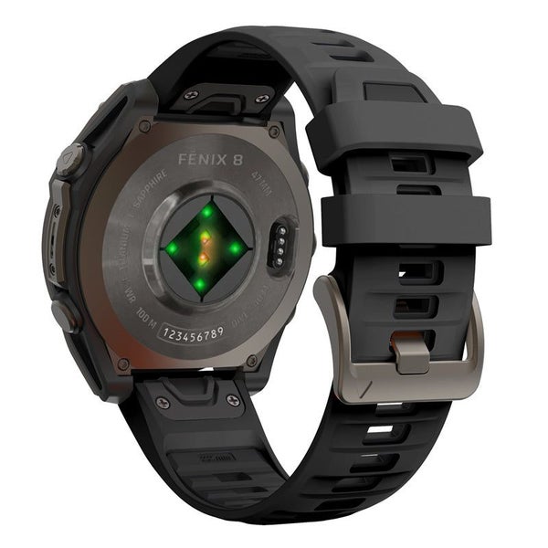 26mm Silicone Replacement Strap for Garmin Descent Mk1/Mk2/Mk2i Black&Black Carousel 2