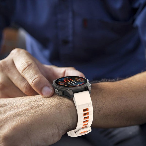 26mm Silicone Replacement Strap for Garmin Descent Mk1/Mk2/Mk2i Starlight&Orange Carousel 5