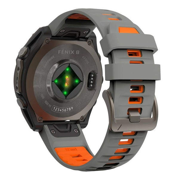 26mm Silicone Replacement Strap for Garmin Descent Mk1/Mk2/Mk2i Grey&Orange Carousel 2