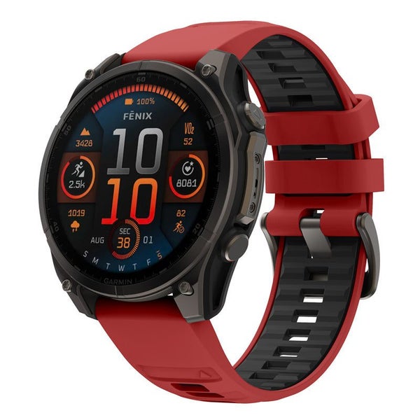 26mm Silicone Replacement Strap for Garmin Descent Mk1/Mk2/Mk2i Red&Black Carousel 1