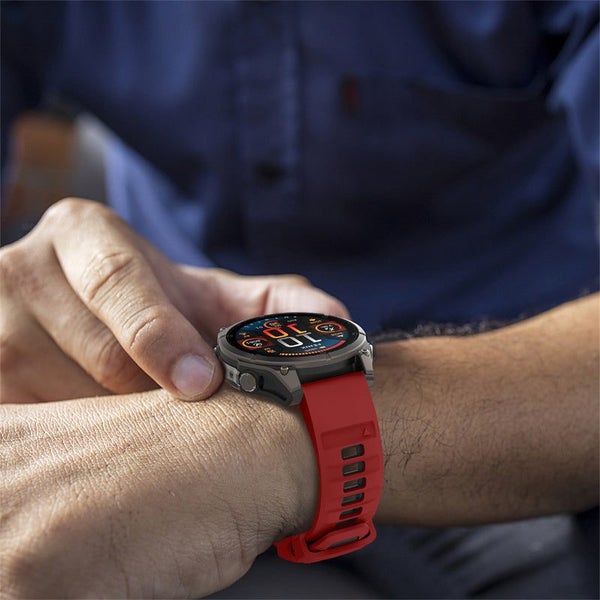 26mm Silicone Replacement Strap for Garmin Descent Mk1/Mk2/Mk2i Red&Black Carousel 5