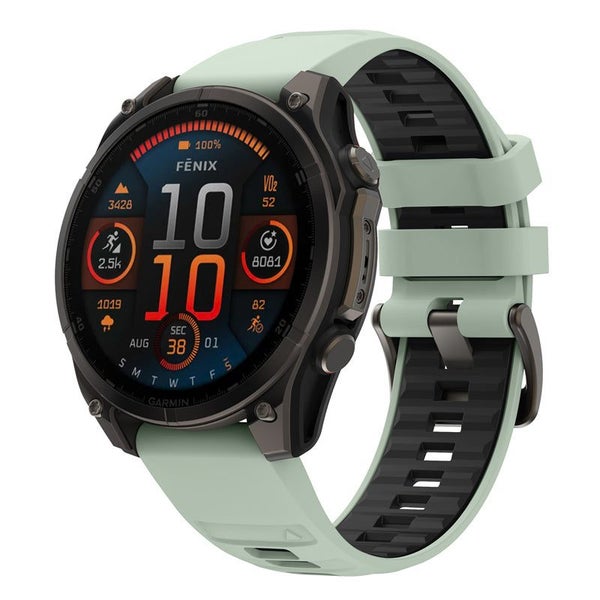 26mm Silicone Replacement Strap for Garmin Descent Mk1/Mk2/Mk2i MintGreen&Black Carousel 1