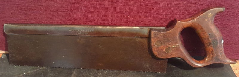 SAW VINTAGE SMALL STEEL BRACE BACK TENON ? SAW. . THE GEORGE HALL SAW. Carousel 2
