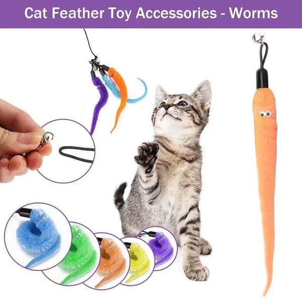 Cat Kitten Toy Feather Bell Wand Teaser Rod Interactive Play Pet Toys Gift 12Pcs Carousel 1