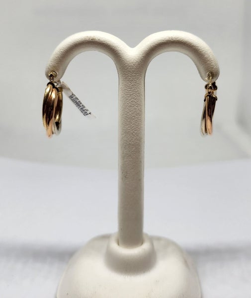 9ct 3-Tone Gold Hoop Earrings - *Broken* - 1.8gm - 175923 Carousel 1