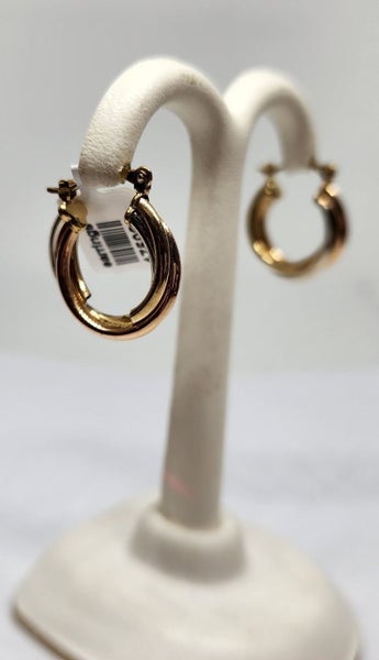 9ct 3-Tone Gold Hoop Earrings - *Broken* - 1.8gm - 175923 Carousel 2