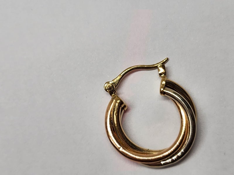 9ct 3-Tone Gold Hoop Earrings - *Broken* - 1.8gm - 175923 Carousel 9