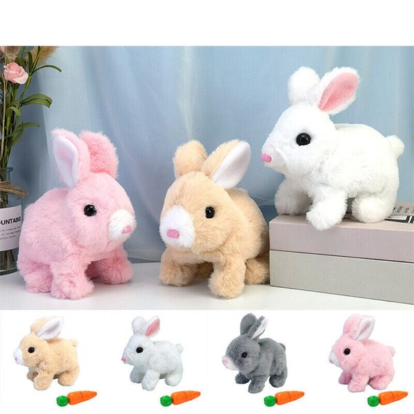 1set Electric Plush White Rabbits Toy Fluffy Educational Interactive Bunny Toys Carousel 1