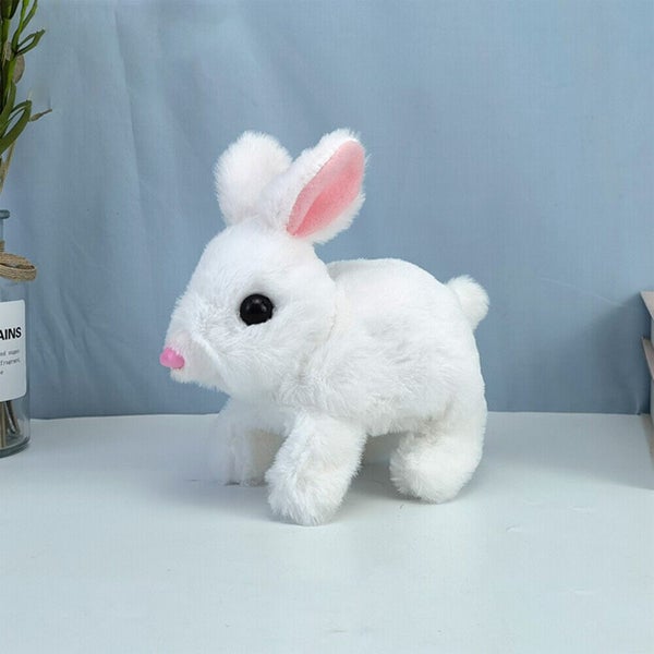 1set Electric Plush White Rabbits Toy Fluffy Educational Interactive Bunny Toys Carousel 2
