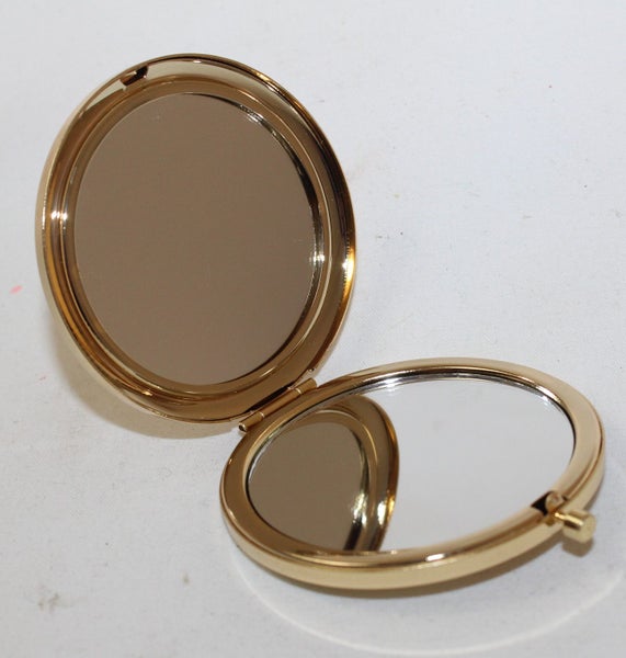 +++ VINTAGE GOLD TONE COMPACT MIRROR +++ Carousel 1