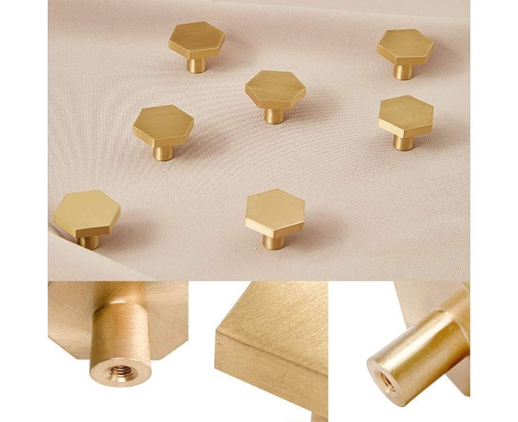 10 Pieces Solid Brass Hexagonal Knobs, Cupboard Door Handle Round Brass Kno Carousel 5